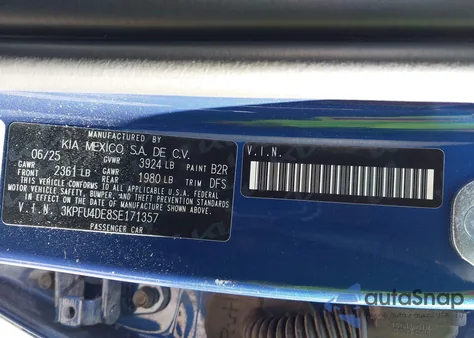 2025 Kia K4 Ex z USA, uszkodzony, nr VIN 3KPFU4DE8SE171357